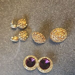 Elegant Gold Stud Earrings Set 2 Pairs Sparkle Like Crazy!